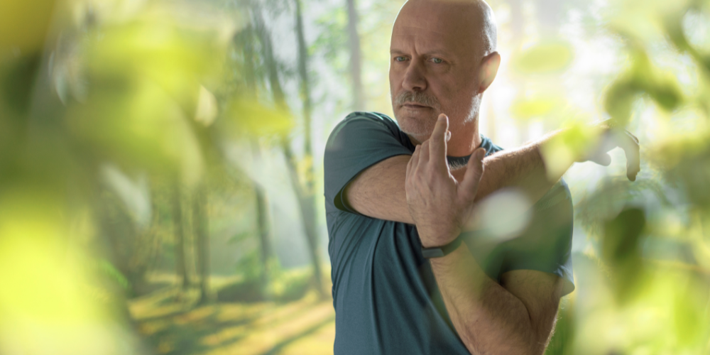 a man exercising outdoors