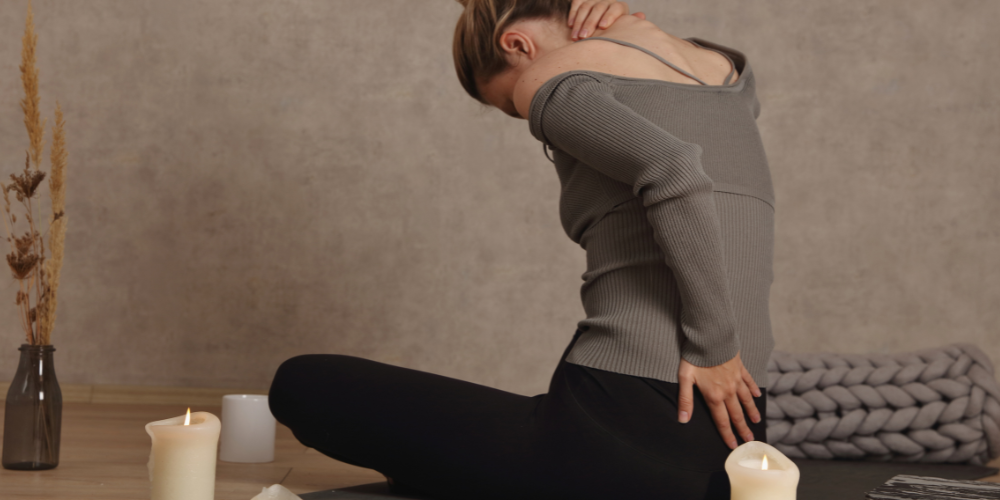 a woman doing yoga