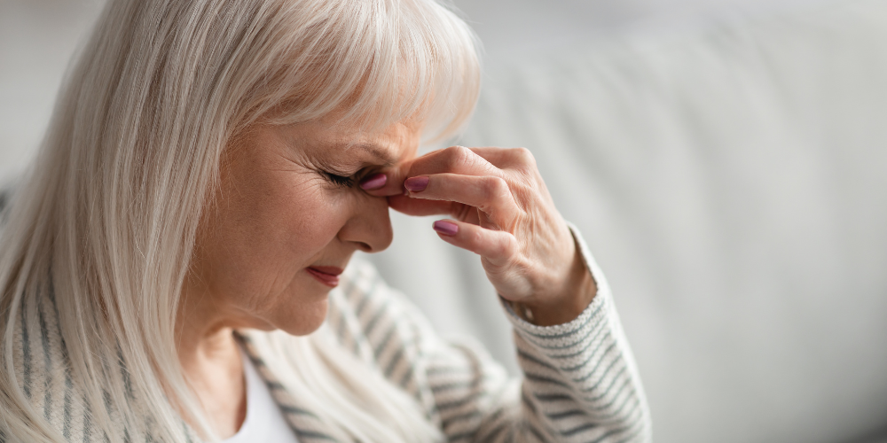 a woman looking tired