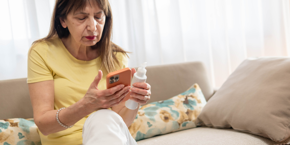 a woman looking at her phone