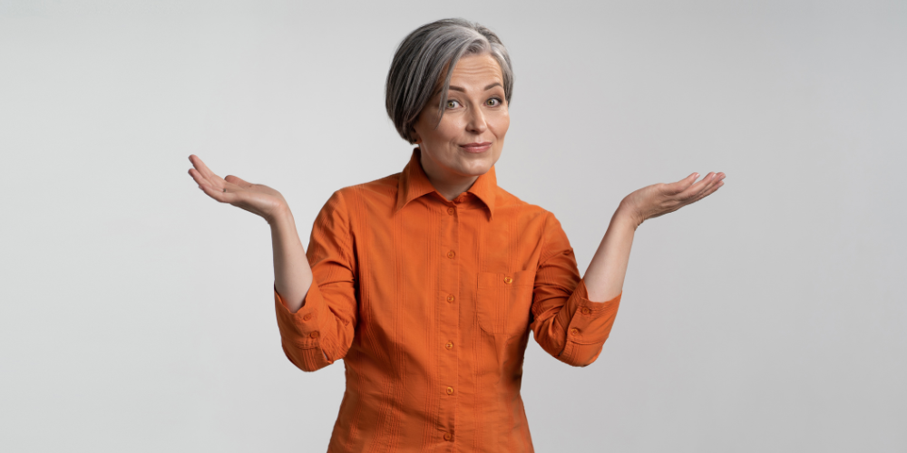 a woman in orange top