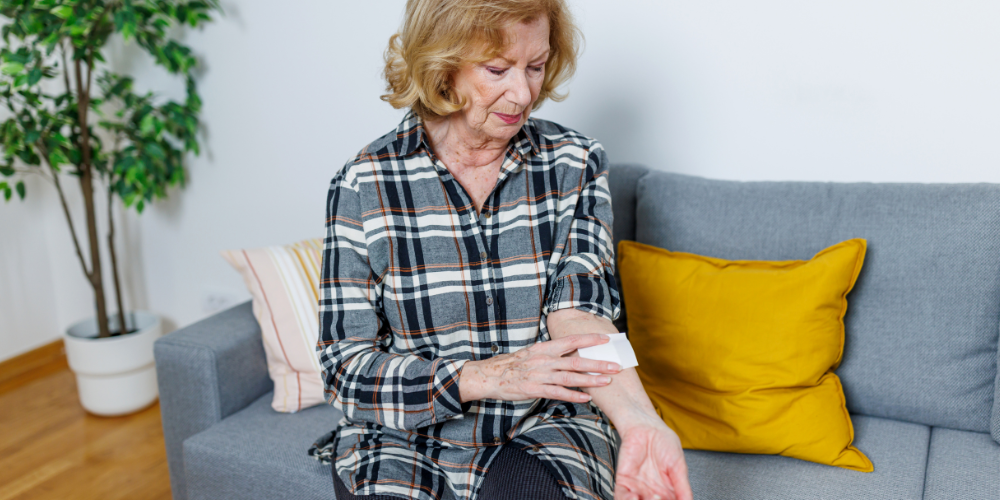 a woman sitting indoors